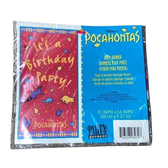 Disneys Pocahontas vintage birthday party door banner NIP - Picture 1 of 3